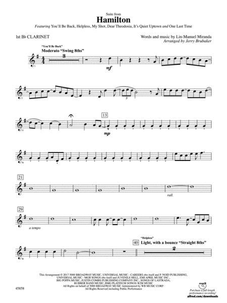 Hamilton Suite From 1st B Flat Clarinet By Digital Sheet Music For