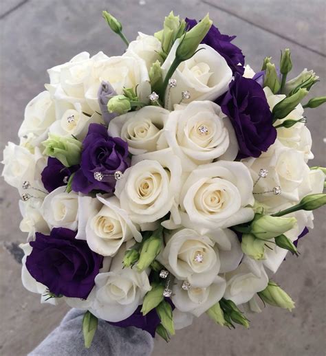 Bridal Flowers Whites And Purples Touch Of Sparkle Purple Wedding