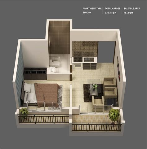 An efficiency apartment consists of only two separate spaces. 1 Bedroom Apartment/House Plans | smiuchin