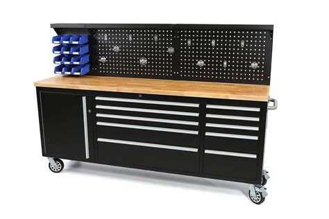 Werkstattwagen - Werkzeugwagen mit Holz - Arbeitsplatte ...