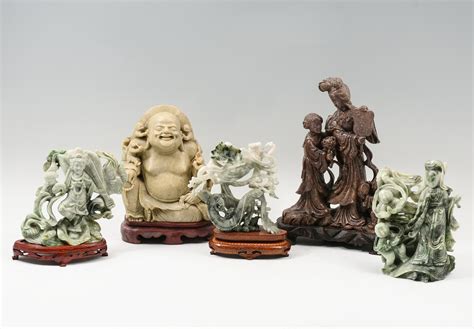 Sold Price 5 Chinese Figural Soapstone Carvings Invalid Date Est