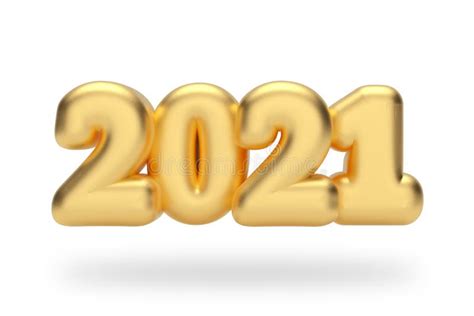 New 2021 Year Golden Inflated Bubble Sign 3d Rendering Stock