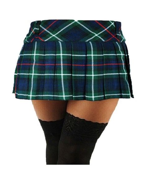 Ladies Sexy 9 Micro Mini Green Pleated Tartan Skirts White Tees Outfit Hipster Skirt Skirts