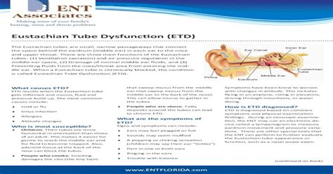 Eustachian Tube Dysfunction Etd Ent Florida · Eustachian Tube
