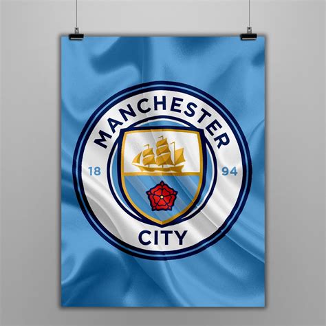 Football Manchester City Flag Poster Posterlaga