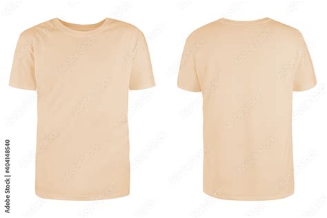 Mens Beige Blank T Shirt Templatefrom Two Sides Natural Shape On