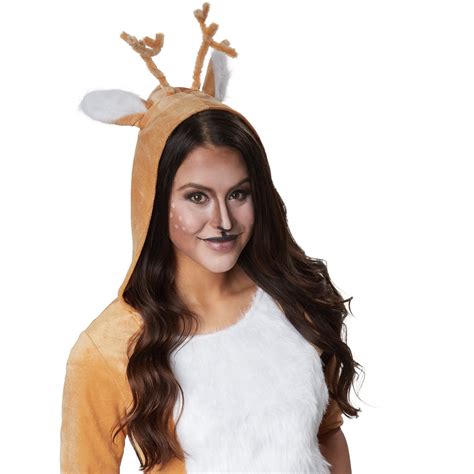 Damen Kostüm Reh Elch Tier Rentier Geweih Kleid Hirsch Karneval