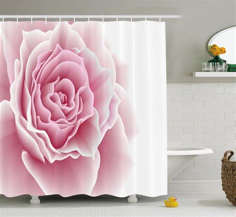 Light Pink Shower Curtain Romantic Rose Petals Beauty Bouquet