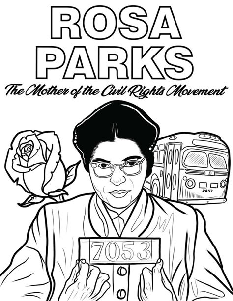 Rosa Parks Coloring Page Craft Or Poster With Mini Bi