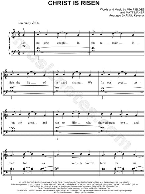 Here you will find many beautiful christian hymns such as be thou my vision, amazing grace, what a friend we have in jesus and much more. Mia Fieldes "Christ Is Risen" Sheet Music (Easy Piano) in C Major - Download & Print - SKU ...