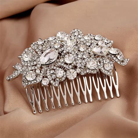 Silver Color Austrian Crystal Big Vintage Style Hair Combs Wedding Prom Pageant Hair Accessories