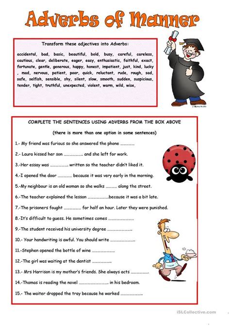Adverb Of Time Place And Manner Worksheets For Grade 2