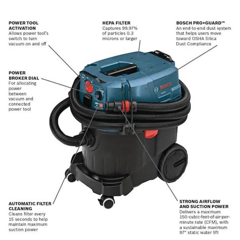 Bosch Gallon Corded Wetdry Dust Extractor Vacuum With Auto Filter