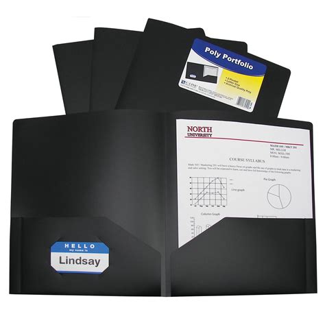 Two Pocket Heavyweight Poly Portfolio Folder Black Set Of 18 Folders