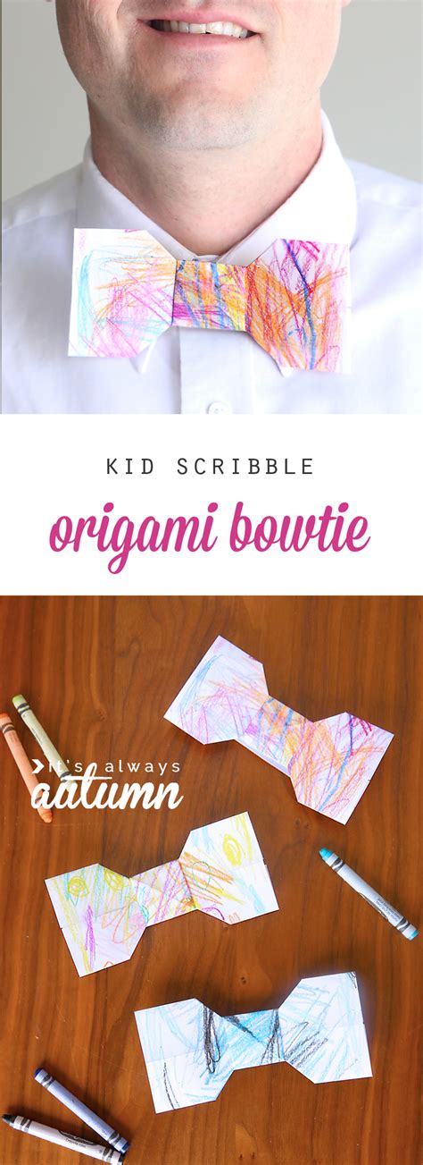 Thinking of what gifts you should prepare with your child for their dad? kid scribble origami bowtie | easy Father's Day gift kids ...