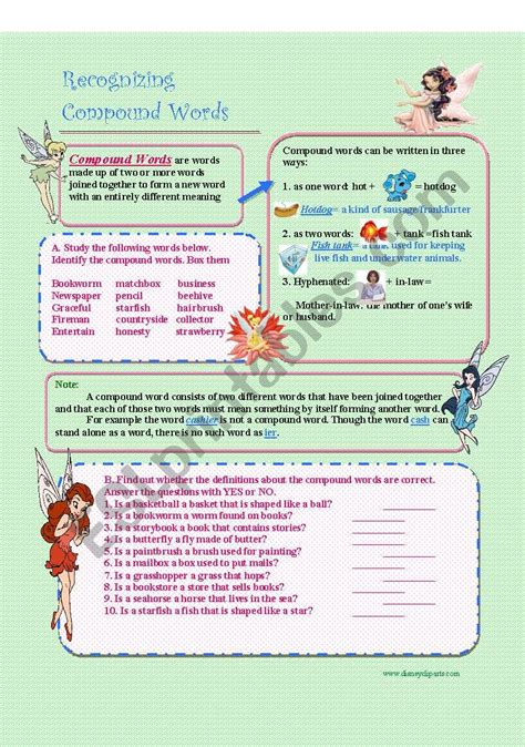 Recognizing Compound Words Esl Worksheet By Rach81