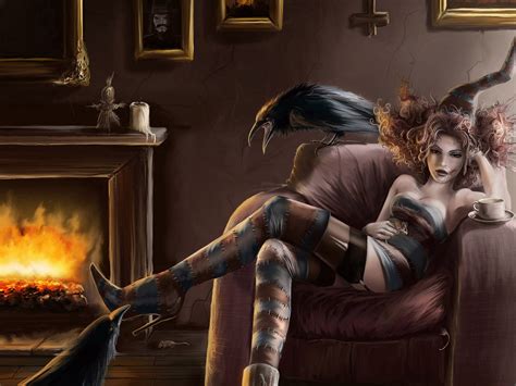 beautiful witches lonely women art fantasy  wallpapers