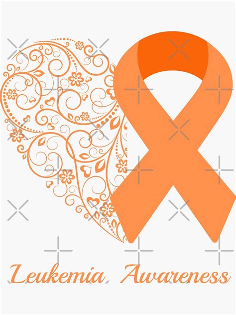 Leukemia Cancer Awareness Floral Heart Orange Ribbon Sticker For Sale