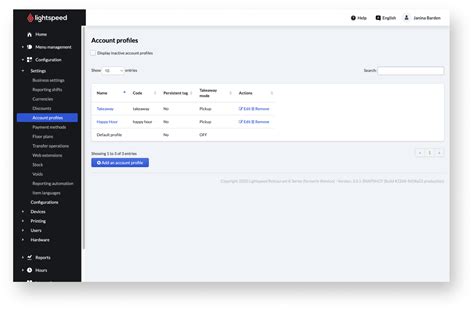 About Account Profiles Lightspeed Restaurant K Series