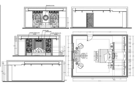 Bedroom Plan And Elevation Layout File Cadbull