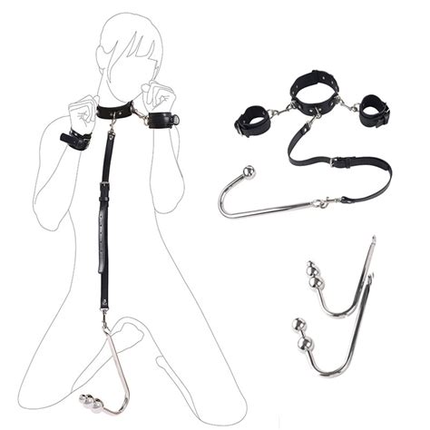 Bdsm Sex Neck Collar And Handcuffs Anal Hook Kits Pup Tail Anal Plug