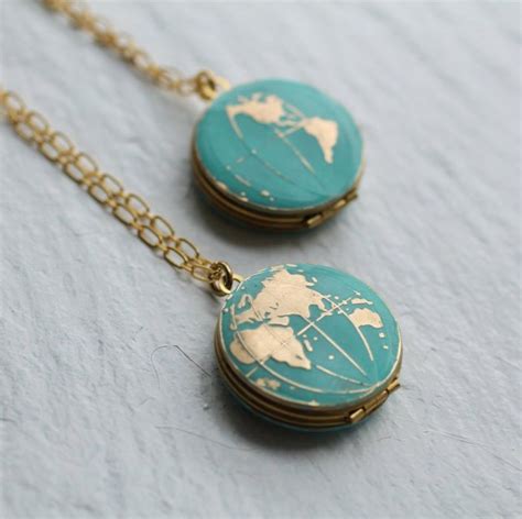 World Map Locket Personalised Globe Necklace Planet Earth Etsy Cute