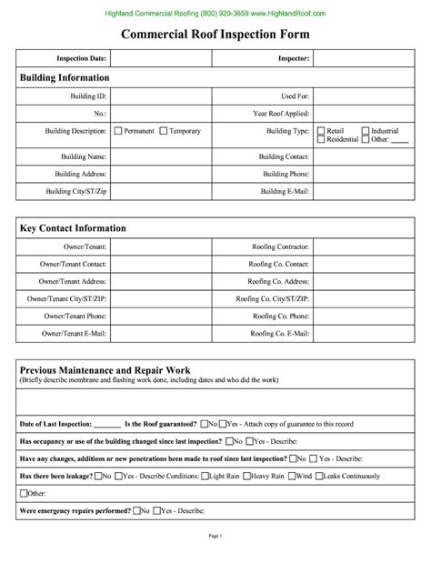 Free Roof Inspection Template Printable Templates