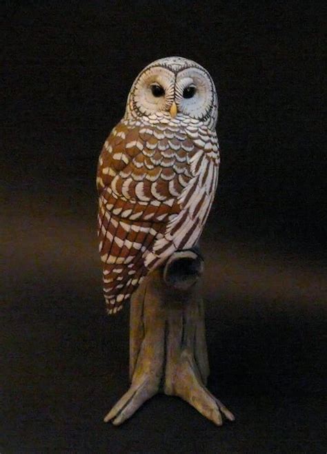 Barred Owl Tupulo Wood Carving Artwork By Tim Mceachern Owl Wood