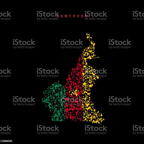 Cameroon Flag Map Chaotic Particles Pattern In The Cameroonian Flag