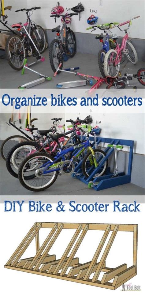 Diy bike rack for $20 / bike storage stand & cabinet for garage : DIY Bike and Scooter Rack - Her Tool Belt | Diy garage ...