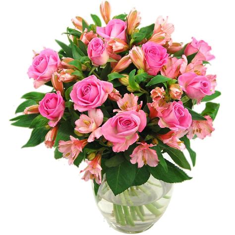 Pink Roses And Alstromerias Bouquet With Free Next Day Delivery