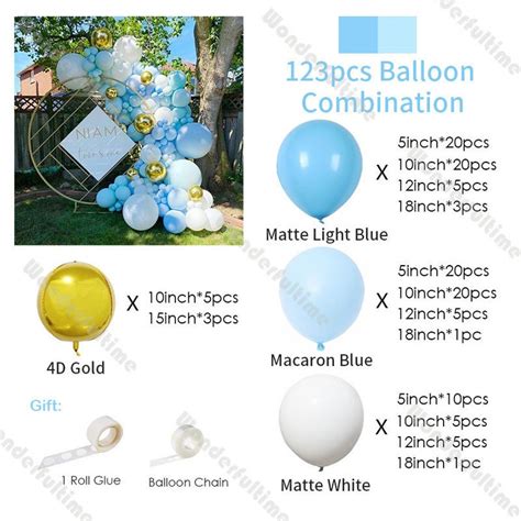 123pcs Matte Light Blue Balloon Garland Arch Birthday Party Etsy