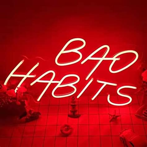Bad Habits Neon Sign With Dimmable Switch Hot Red Neon Signs For