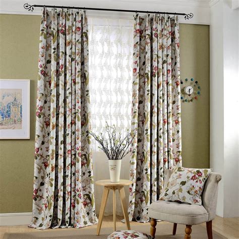 Red Flower Blackout Curtains Birds Drapes For Bedroom 1 Set Of 2 Panel
