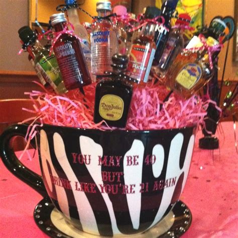 40th Birthday Drink Up Basket Birthday Shots Liquor T Basket