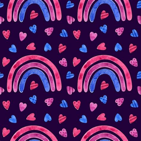 premium psd bisexual pride seamless pattern with heart s and rainbows lgbt art psd bi pride