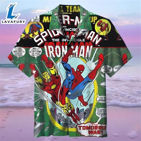 Marvel Spider Man Meets Iron Man Hawaiian Shirt Lavafury