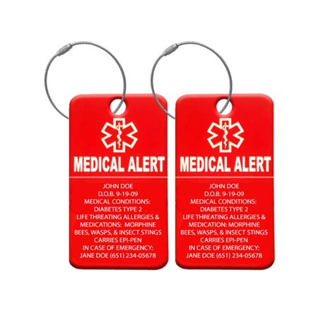 Medical Alert Id Luggage Bag Tag Free Custom Engraving Universal