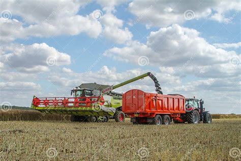 Modern Claas Combine Harvester Cutting Crops Editorial Photography