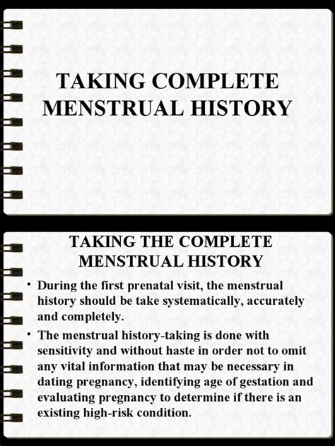 Taking Complete Menstrual History Pdf Menstruation Premenstrual