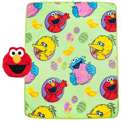 Buy Jay Franco Sesame Street Easter Elmo And Friends Nogginz Set 40 X 50 Inch Blanket And Pillow