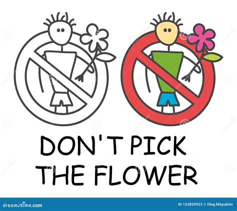 Funny Vector Stick Man With A Flower In Children S Style Don T Pick