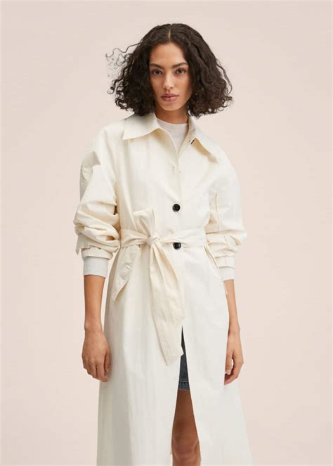 Balloon Sleeve Trench Coat Women Mango Outlet Usa