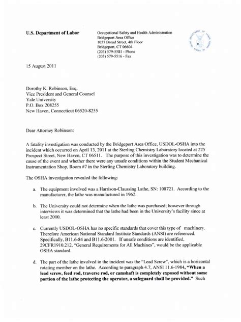 How to word a letter with findings of an investiatgation. Findings Letter Yale 13 April 11 Investigation. | Personal ...
