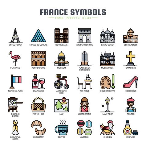 France Symbols Thin Line Icons 685234 Vector Art At Vecteezy