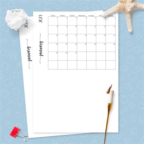 Simple Monthly Calendar Horizontal Template Printable Pdf