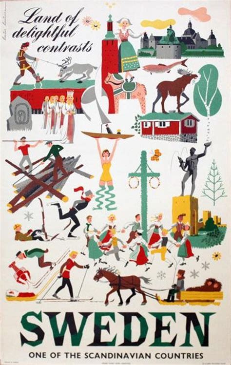Items Similar To Vintage Poster Sweden Land Of Colours And Contracts On