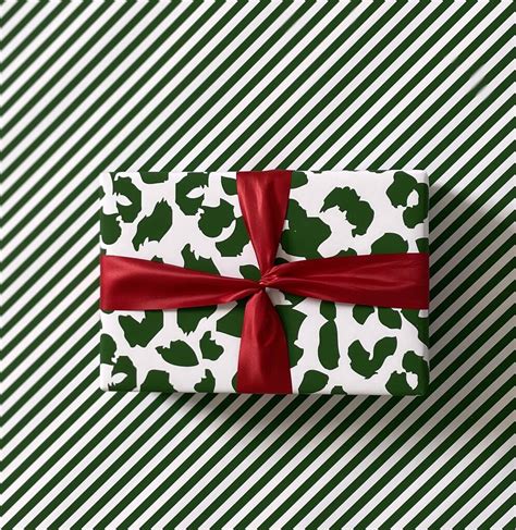 Christmas Green Leopard Print Luxury Wrapping Paper By Abigail Warner