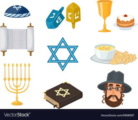 jewish symbols set royalty free vector image vectorstock