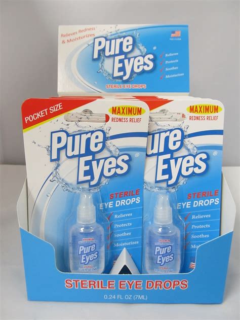 Pure Eyes Pocket Size Sterile Eye Drops 12ct 024 Fl Oz Made In Usa